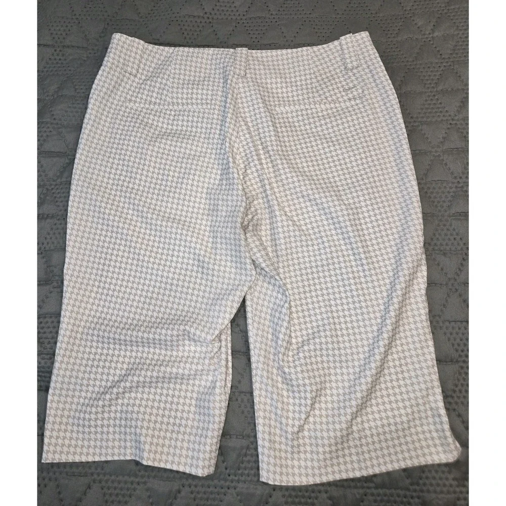 Nike Golf Fit Dry Tan White Houndstooth Shorts‎ Womens 14 Performance Swoosh